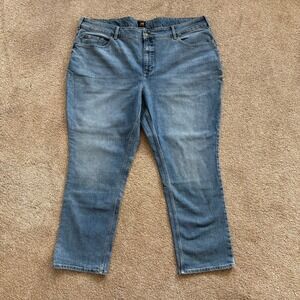 NWT! Womens 24Short Lee Straight Leg Mid Rise Friction Resistant Jeans Denim